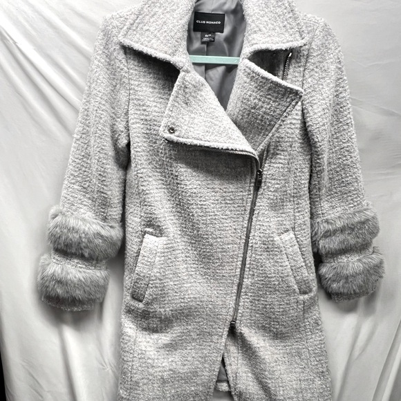 Club Monaco Wool tailored blend fur coat -thick, fancy winter coat XS - Picture 1 of 13